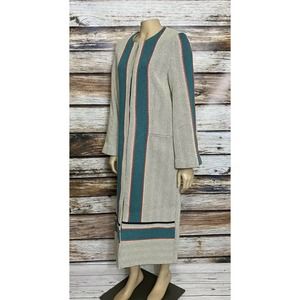 MARIA CHER Twill Coat New Ivory Teal 3 Or Large